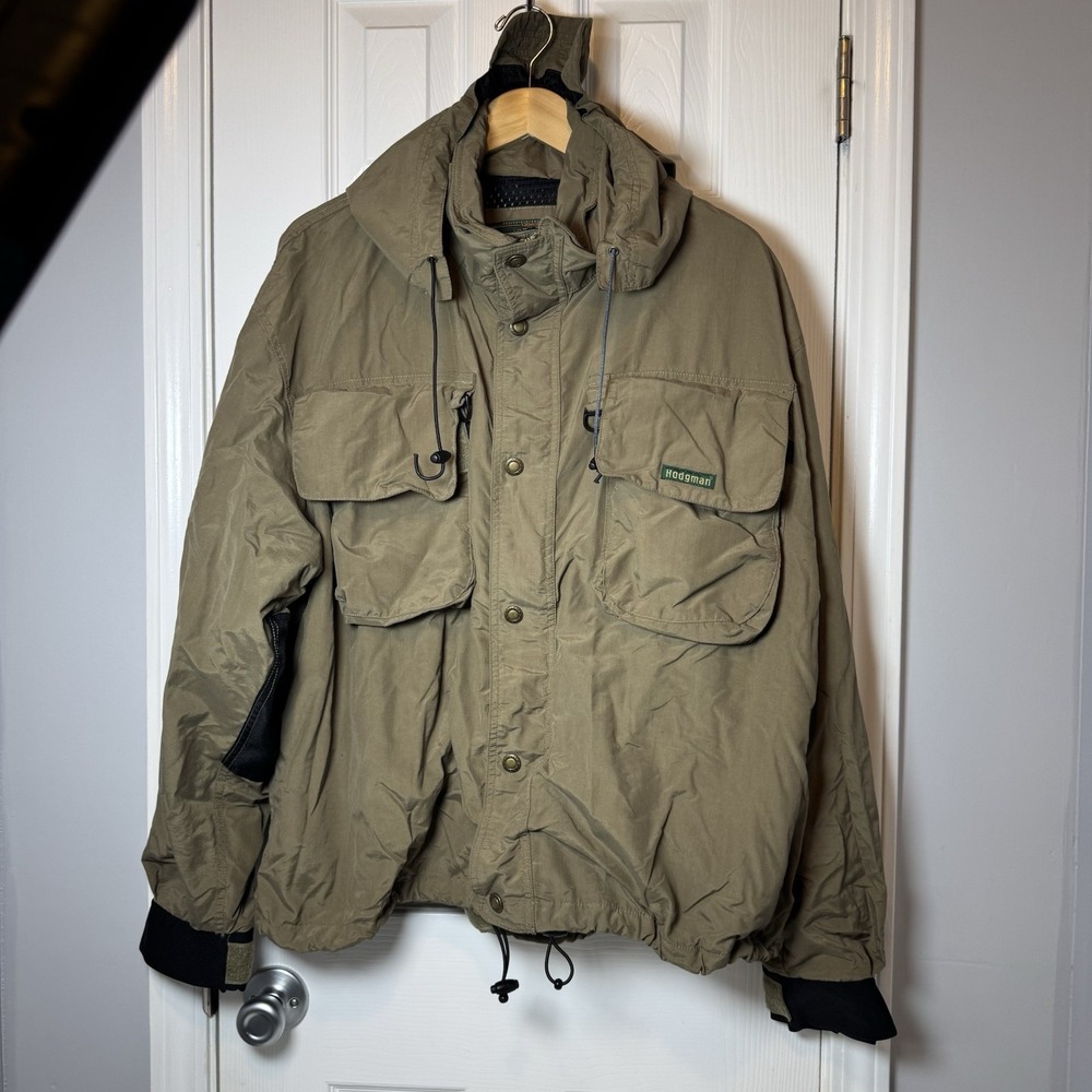Hodgman Hunting/Fishing Jacket‎ Hooded Mens Size XL Khaki/Black Nice!!